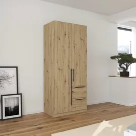 Rauch Kleiderschrank RAUCH "Drehtürenschrank Schrank Garderobe Wäscheschrank Schlafzimmer AVOLA", braun (eiche artisan), B:91cm H:229cm T:54cm, Holzwerkstoff, Schränke, Kleiderschrank, mit hochwertigen Stangengriffen aus Metall in Schwarz MADE IN GERMANY