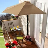 Buri - Wand-Sonnenschirm Sonnenschutz Terrassenschirm Balkonschirm Wandschirm Halbrund - natur