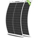ECO-WORTHY 200W Flexibel Solarpanel 2 Stücke 100W Solarpanel 12V, Monokristalline Solarmodul mit Kabel für 12V Batterien Wohnmobil Auto Boot Camping