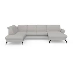 Wohnlandschaft SIT & MORE "Fashion U-Form", silber, B:338cm H:84cm T:207cm, Sofas, wahlweise mit Kopfteilverstellung, Vorziehsitz, motorisch, Metallfüße