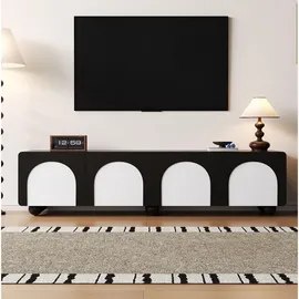 modfu TV-Lowboard 180x45x38 cm Schwarz/Weiß MDF