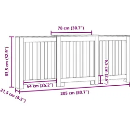 vidaXL Heizkörperverkleidung Weiß 205x21,5x83,5 cm Holzwerkstoff