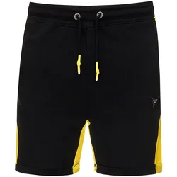 Herren Sport-Short Baumwoll-Shorts kurze Fitness-Hose Trainings-Hose R-13631 Schwarz/Gelb - XXL