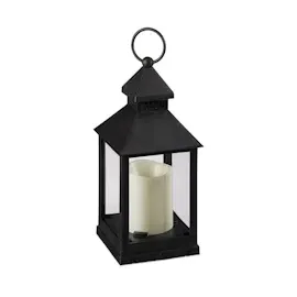 Relaxdays LED Laternen 2er Set, Kerze mit Flammeneffekt, Outdoor geeignet, nostalgische Deko-Laterne, H: 23 cm, schwarz