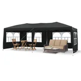 LEMROE Outdoor Gazebo Pavillon 3x6 Faltpavillon, Wasserdicht Stabil mit 6 Seitenteilen, Gartenlauben Partyzelt mit UV-Schutz, Gartenpavillon für Hochzeiten Pavillon für Garten, Festival (schwarz)