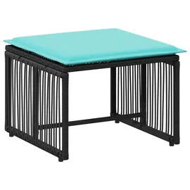 vidaXL Gartenmöbel Set 11-tlg. Schwarz/Türkis