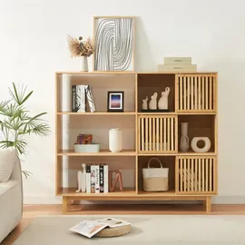 [en.casa] Bücherregal Ypäjä 128 x 147 x 39 cm Beige