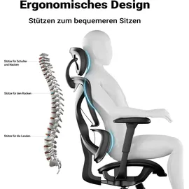 Wiltec Ergonomischer Bürostuhl Schwarz