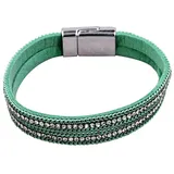 Steuer Velours Armband türkis mit Strass grün 19 cm