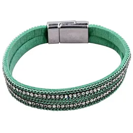 Steuer Velours Armband türkis mit Strass grün 19 cm