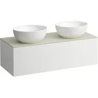 Laufen ILBAGNOALESSI Schubladenelement, Steinplatte Calce Avorio, Ausschnitt rechts/links, 120x50x37cm,