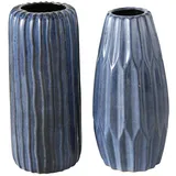 Boltze Vasen Set Aquarel 2er, 26 cm, Ø 11 cm, Blau