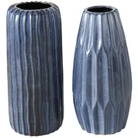 Boltze Vasen Set Aquarel 2er, 26 cm, Ø 11 cm, Blau