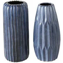 Boltze Vasen Set Aquarel 2er, 26 cm, Ø 11 cm, Blau