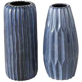 Boltze Vasen Set Aquarel 2er, 26 cm, Ø 11 cm, Blau