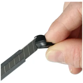 Wedo 787009 Safety Cutter 2-in-1, 9 mm, automatischer Klingenrückzug und Rasterautomatik, integrierte Abbrechhilfe, silber/schwarz