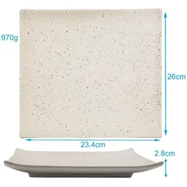 Intirilife Sushi Platte Servier Teller aus Porzellan 26 x 23.4 x 3.8 cm in Weiß | Gr.: onesize