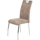 Hela Tische, 1ner Pack Esszimmerstuhl Susi, Bezug Vintage Beige, Chromgestell, Lehne mit Griff, 120kg belastbar