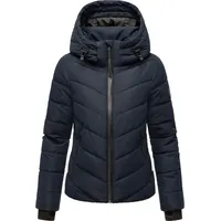 Marikoo Winterjacke Damen (XS-3XL) - Wasserabweisend, Warm, Kapuze abnehmbar, Winddicht - Steppjacke, Frauen - Stehkragen, 4 Taschen, verlängerter Zipper - Navy M