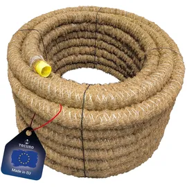 tecuro Drainagerohr DN50 flexibel 5 Meter gewellt geschlitzt mit Kokosumflechtung PVC-U