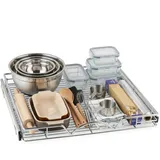 HOLDN’ STORAGE Ausziehbarer Schubladenschrank-Organizer – robuste ausziehbare Küchenschrank-Aufbewahrungsregale, Schiebeschublade für Schrank, 50.8 cm B x 53.3 cm D, Drahtrahmen, verchromt