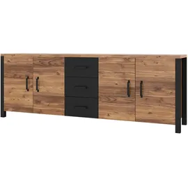 Home Affaire Sideboard HOME AFFAIRE "Olin", braun (appenzeller fichte, appenzeller fichte, schwarz matt), B:220cm H:79cm T:48cm, Sideboards, Sideboard, Breite 220cm