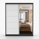 fabryka mebli idźczak imoebel24 Schwebetürenschrank, Schwarz, Weiß, Holzwerkstoff, 5 Fächer, Rechteckig, 183x218x61 cm, Schlafzimmer, Kleiderschränke, Schwebetürenschränke