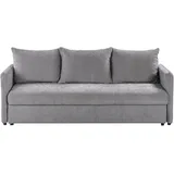 Beliani 3-Sitzer Schlafsofa Stoff grau HOLSEN