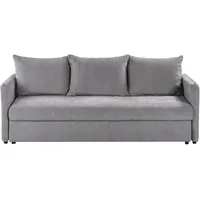Beliani 3-Sitzer Schlafsofa Stoff grau HOLSEN