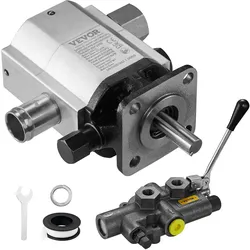VEVOR Hydraulischer Holzspalter-Pumpensatz, 16 GPM, 2-stufige 4000 PSI Aluminium-Hydraulik-Zahnradpumpe, mit Ventil 1" Einlass 1/2" NPT Auslass 3600 RPM, für kleine Motormontage Holzspalter