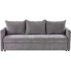 Schlafsofa HOLSEN Stoff Taupe mit Stauraum 3-Sitzer