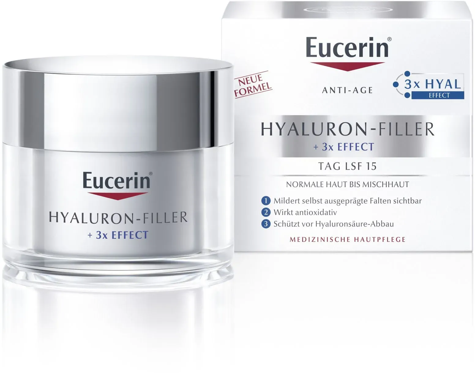 Eucerin® Hyaluron-Filler Tagespflege für normale Haut bis Mischhaut – Glättet Falten, pflegt & beugt vorzeitiger Hautalterung vor