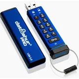 Istorage datAshur Pro USB3 256GB (256 GB, USB-A), USB Stick, Blau