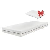 ESSENCE SLEEP Schaum Matratze - 90 x 200 x 18 cm, 2 in 1 Kaltschaummatratze, 7 Zonen Matratze mit 1 Kissen, H2, Rollmatratze – Atmungsaktiv Bequem und Langlebig, Öko-Tex Zertifiziert, Memory Foam