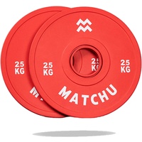Matchu Sports | Fractional Plates | Mini Hantelscheiben | 0,25/0,5/1/1,5/2,5 KG | Satz mit 2 Stück | Stahl mit Gummiaußenschicht | Durchmesser 50mm (Rot - 2,5 KG)