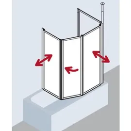Kermi Vario 2000 Faltwand 2-/1-flügelig V2TS20801422K 79-81,3x140cm, Weiß Kerolan Perl