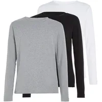 Tommy Hilfiger 3P LS Tee Langarm T-Shirts Herren, Mehrfarbig (black/white/grey heather) XL