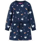 vidaXL Kinderkleid Langen Ärmel Schwanenmotiv Langarmkleid Kinder Kleid Marineblau 128
