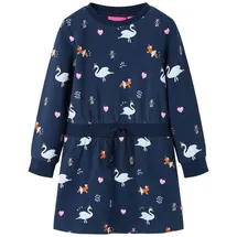 vidaXL Kinderkleid Langen Ärmel Schwanenmotiv Langarmkleid Kinder Kleid Marineblau 128