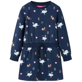 vidaXL Kinderkleid Langen Ärmel Schwanenmotiv Langarmkleid Kinder Kleid Marineblau 128