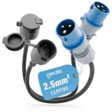 greate. CEE Camping Stecker auf Schuko Kupplung - 2er Pack