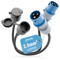 greate. CEE Camping Stecker auf Schuko Kupplung - 2er Pack