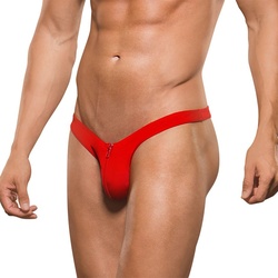 Tanga mit Front-Reißverschluss, rot, S-XL