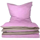 SCHIESSER Doubleface Renforcé rosé/silberfarben 155 x 220 cm + 80 x 80 cm