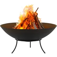 ECD Germany Feuerschale Ø55x24 cm aus Stahl mit 3 Füße für Grillabend, Feuerstelle für den Garten, Feuerkorb rund mit Dreibein-Gestell, Outdoor Feuertonne Schwarz, Lagerfeuer Gartenfeuer BBQ Camping