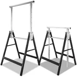 Cecaylie 2x Schwarz Gerüstbock Klappbock Tragkraft 200 kg 7-fach Arbeitsbock Höhenverstellbar 82-130 cm Teleskop-Arbeitsbock Gestelle Klappbock Metall Unterstellbock Arbeitsbock Gerüste