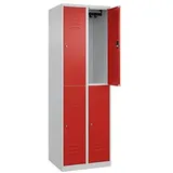 CP Spind Classic Plus lichtgrau, verkehrsrot 080300-20 S10040, 4 Schließfächer 60,0 x 50,0 x 185,0 cm