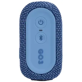 JBL GO 3 Eco – Kleine Bluetooth Box aus recyceltem Material in Blau – Wasserfester, tragbarer Lautsprecher für unterwegs – Bis zu 5h Wiedergabezeit mit nur einer Akkuladung
