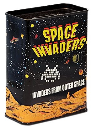 Space Invaders Spardose Retro Game-Coin Bank, Metall, schwarz, 9x4.5x11.5 cm