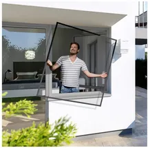 WINDHAGER Fliegengitter Fenster Plus 100 x 120 cm anthrazit, Spannrahmen individuell kürzbar, Alurahmen ohne Bohren, Insektenschutz Fensterrahmen, Mückenschutz stabil, einfache Montage, 04327